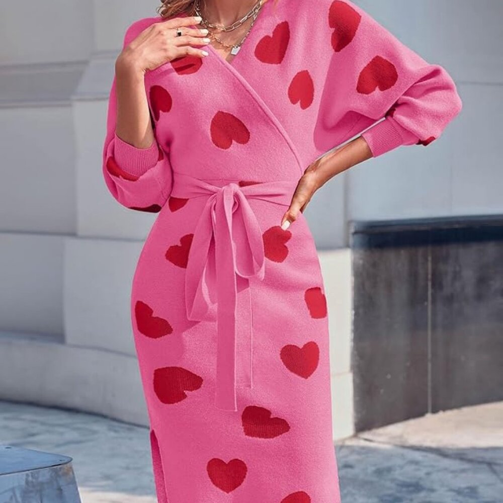 Heart Print Knit Dress - Brand New!